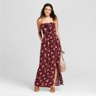 Women's Tie Front Floral Maxi Dress - Xhilaration Burgundy (red)