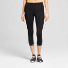 Women's Embrace High-waisted Laser Cut Color Block Capri Leggings - C9 Champion Black & White