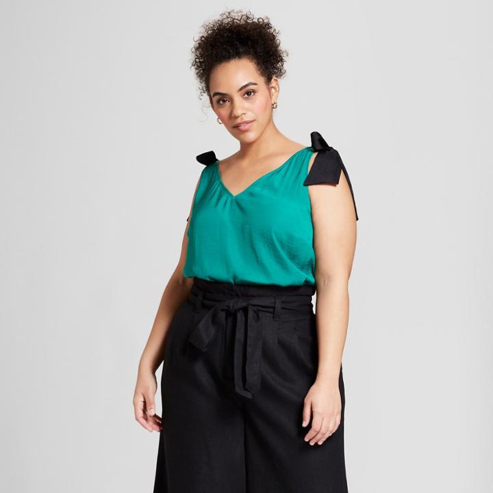 Women's Plus Size Sleeveless Button-back Tank Top - Who What Wear Green