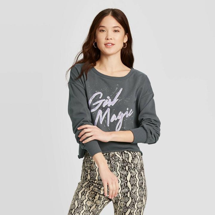 Women's Girls Magic Cropped Sweatshirt - Grayson Threads (juniors') - Gray Xs, Women's, Black
