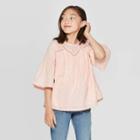 Girls' Short Sleeve Woven Top - Cat & Jack Light Peach
