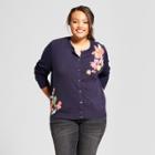 Women's Plus Size Long Sleeve Any Day Cardigan - A New Day Navy X, Blue