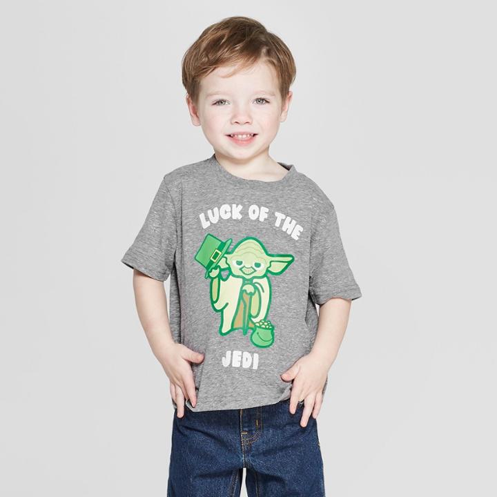 Disney Toddler Boys' Star Wars Yoda Short Sleeve T-shirt - Gray