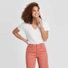 Women's Short Sleeve V-neck Cuff T-shirt - A New Day White