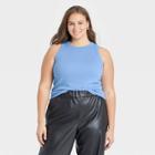 Women's Plus Size Ribbed Tank Top - A New Day Blue