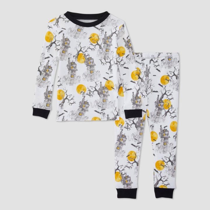 Burt's Bees Baby Toddler 2pc Halloween Haunted House Organic Cotton Pajama Set - Black
