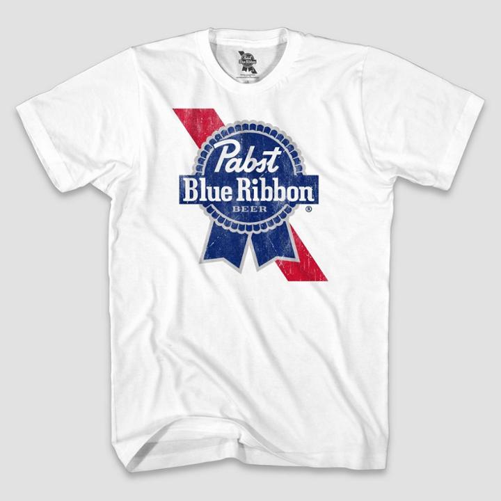 Petitemen's Pabst Blue Ribbon Logo Short Sleeve Graphic T-shirt - White S, Men's,