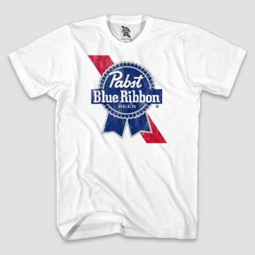 Petitemen's Pabst Blue Ribbon Logo Short Sleeve Graphic T-shirt - White S, Men's,