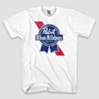 Petitemen's Pabst Blue Ribbon Logo Short Sleeve Graphic T-shirt - White S, Men's,
