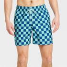 Men's Checkered Swim Trunk - Goodfellow & Co Navy