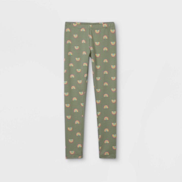 Girls' Rainbow Leggings - Cat & Jack Army Green