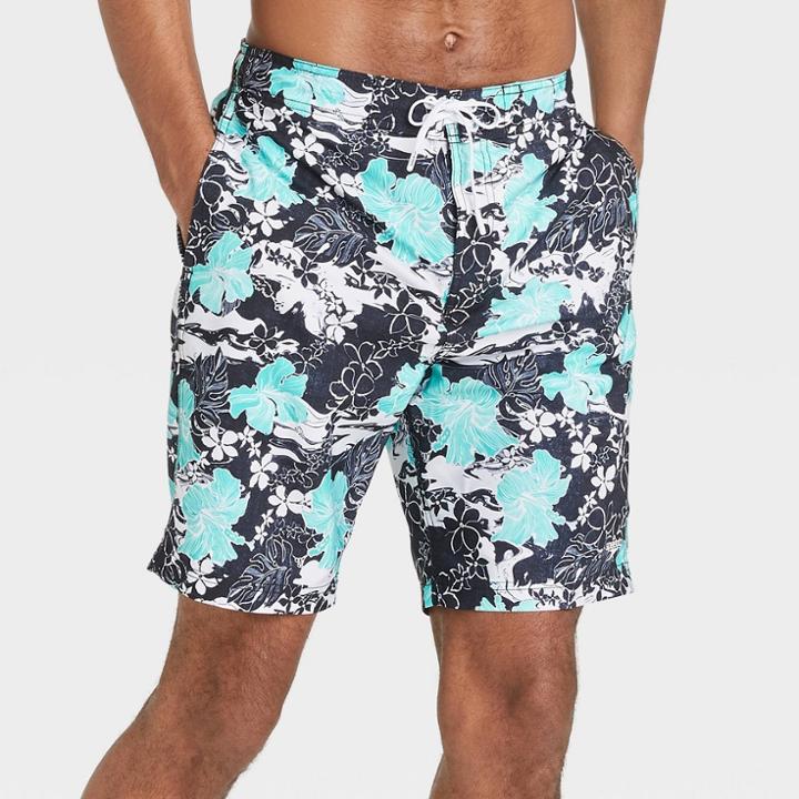 Speedo Men's 8 Floral Print Swim Trunks - Blue