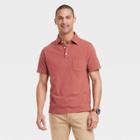 Men's Regular Fit Short Sleeve Slub Jersey Collared Polo Shirt - Goodfellow & Co Red