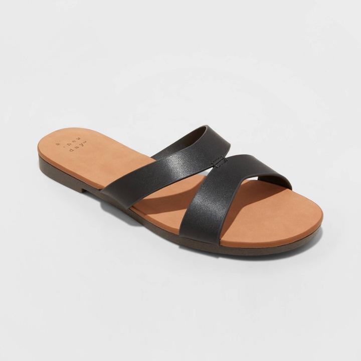 Women's Catie Slide Sandals - A New Day Black