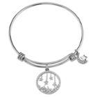 Distributed By Target Women's Stainless Steel Crystal Moon Expandable Bracelet -