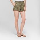 Women's Camo Print Frayed Soft Shorts - Knox Rose Green