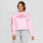 Women's Plus Size La Cropped Graphic Sweatshirt - Mighty Fine (juniors') Pink