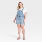 Women's Plus Size Overalls Jean Shorts - Ava & Viv Blue