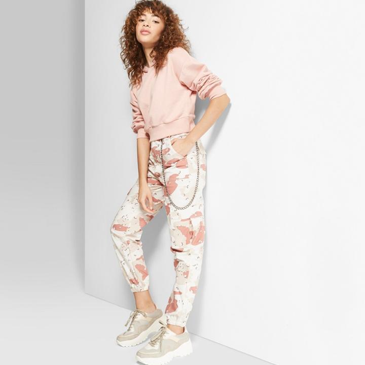 Women's Camo Print High-rise Desert Pants - Wild Fable White