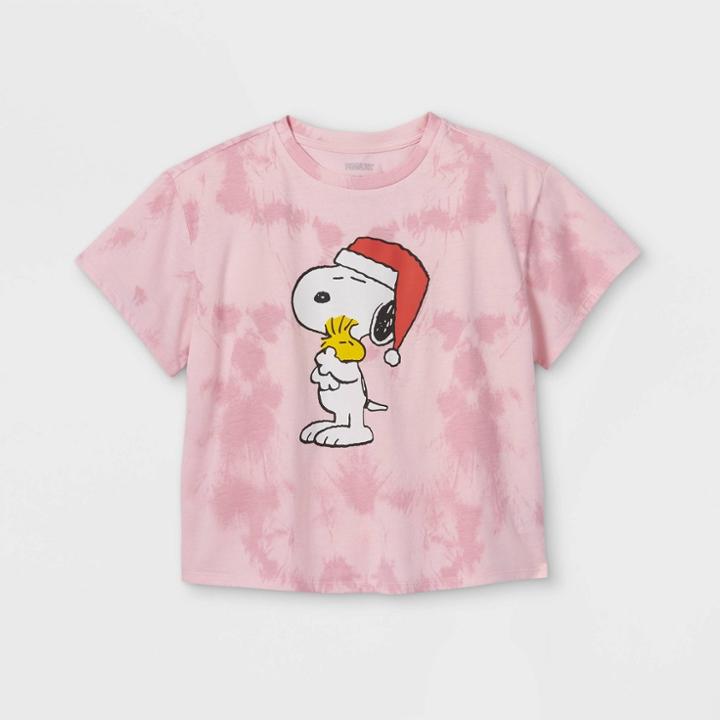 Girls' Peanuts Snoopy & Woodstock Short Sleeve Graphic T-shirt - Art Class Pink