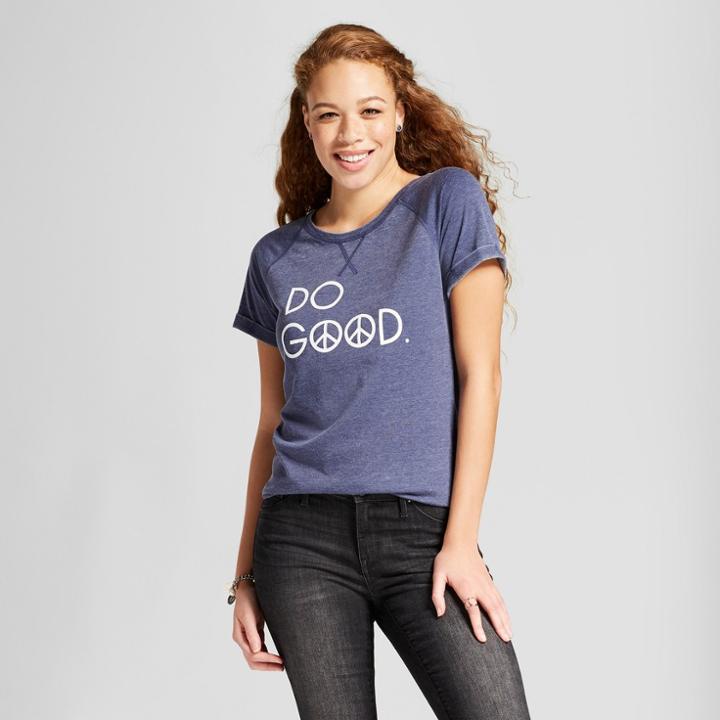 Women's Do Good French Terry Rolled Cuff Short Sleeve T-shirt - Grayson Threads (juniors') - Navy
