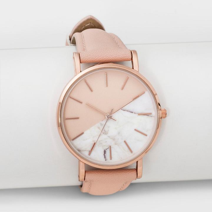 Women's Contrast Marble Dial Watch - A New Day Blush