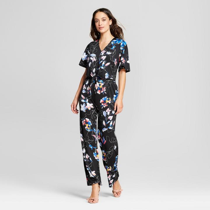 Women's Floral Jumpsuit - Notations Black