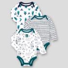 Lamaze Baby Boys' 3pk Organic Woodland Long Sleeve Bodysuit - Green/white/gray