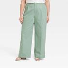 Women's Plus Size High-rise Wide Leg Pants - A New Day Green
