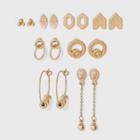 Geometric And Mixed Semi-precious Multi Earring Set 8pc - Universal Thread Gold