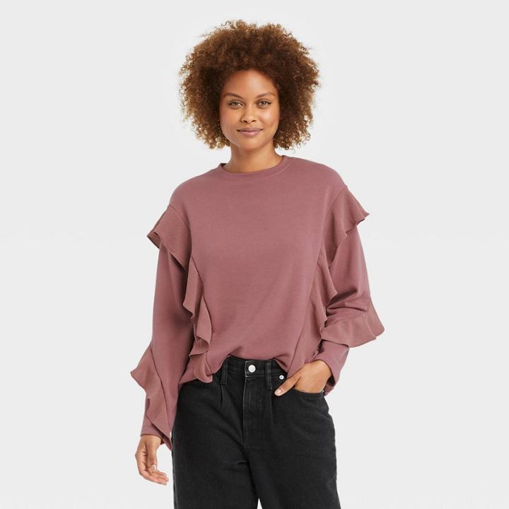 Women's Ruffle Sweatshirt - A New Day