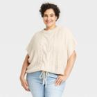 Women's Plus Size Crew Neck Cable Knit Sweater Vest - Universal Thread Cream