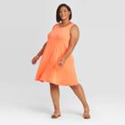 Women's Plus Size Sleeveless Swing Dress - Ava & Viv Orange X