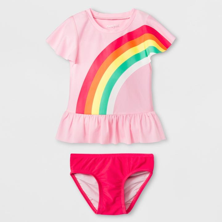 Toddler Girls' Rainbow Rash Guard Set - Cat & Jack Pink