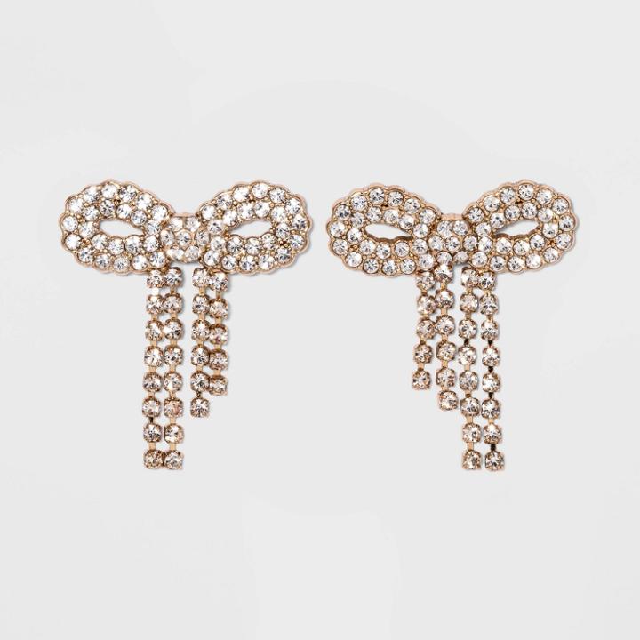 Sugarfix By Baublebar Crystal Bow Stud Earrings - Clear, Gold