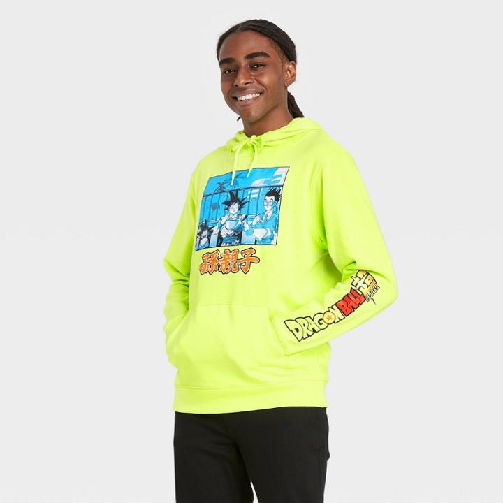 Men's Dragon Ball Z Hooded Sweatshirt - Neon Yellow