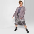 Women's Plus Size Oversized Waffle Cardigan - Wild Fable Purple X-1x, Women's, Size: X-1xl, Dark Gray