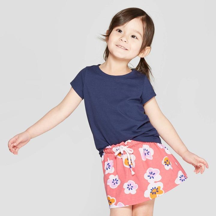 Petitetoddler Girls' Short Sleeve T-shirt - Cat & Jack Navy 18m, Girl's, Blue