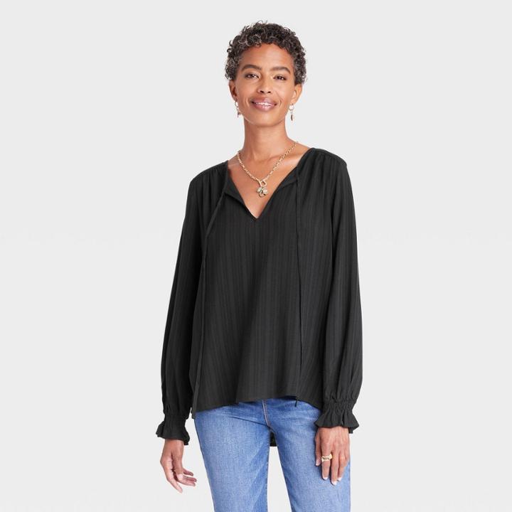 Women's Long Sleeve Blouse - Knox Rose Black