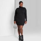 Women's Plus Size Long Sleeve Bodycon Dress - Wild Fable Black