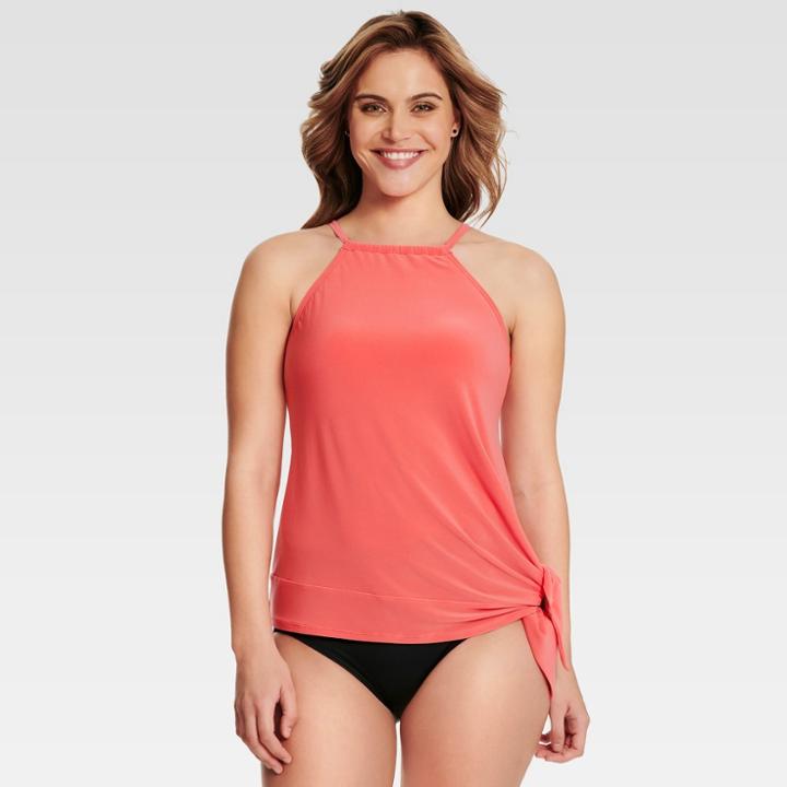 Dreamsuit By Miracle Brands Women's Slimming Control High Neck Tankini - Coral