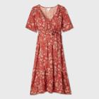 Floral Print Elbow Sleeve Woven Tier Maternity Dress - Isabel Maternity By Ingrid & Isabel Red