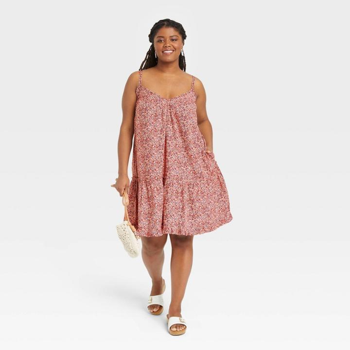 Women's Plus Size Sleeveless Short Pintuck Dress - Universal Thread Pink Floral