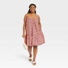 Women's Plus Size Sleeveless Short Pintuck Dress - Universal Thread Pink Floral