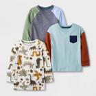 Toddler Boys' 3pk Long Sleeve Jersey Knit Crewneck T-shirt - Cat & Jack Gray