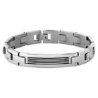Men's Crucible Stainless Steel Grooved Id Plate Link Chain Bracelet,