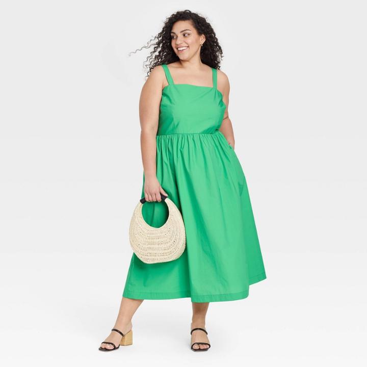 Women's Plus Size Sleeveless Sundress - A New Day Green