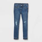 Girls' Distressed Skinny Mid-rise Jeans - Art Class Medium Wash