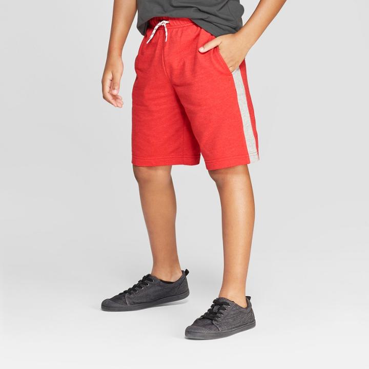 Boys' Striped Down Knit Pull-on Shorts With Pockets - Cat & Jack Red
