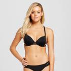 Women's Shell Strappy Cross Back Push-up Halter Bikini Top - Shade & Shore- Black